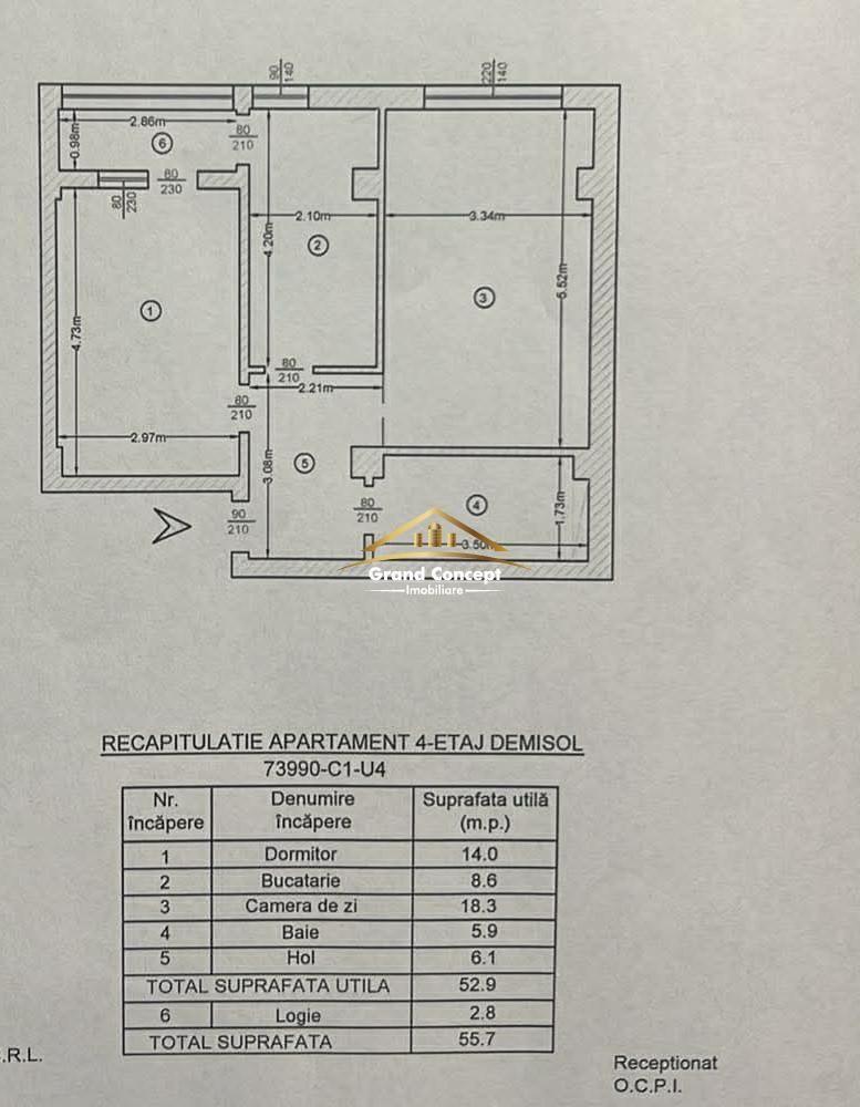 Apartament 2 camere, Valea Lupului, 55.70 mp €102.500 Cod Oferta:11783 - 6