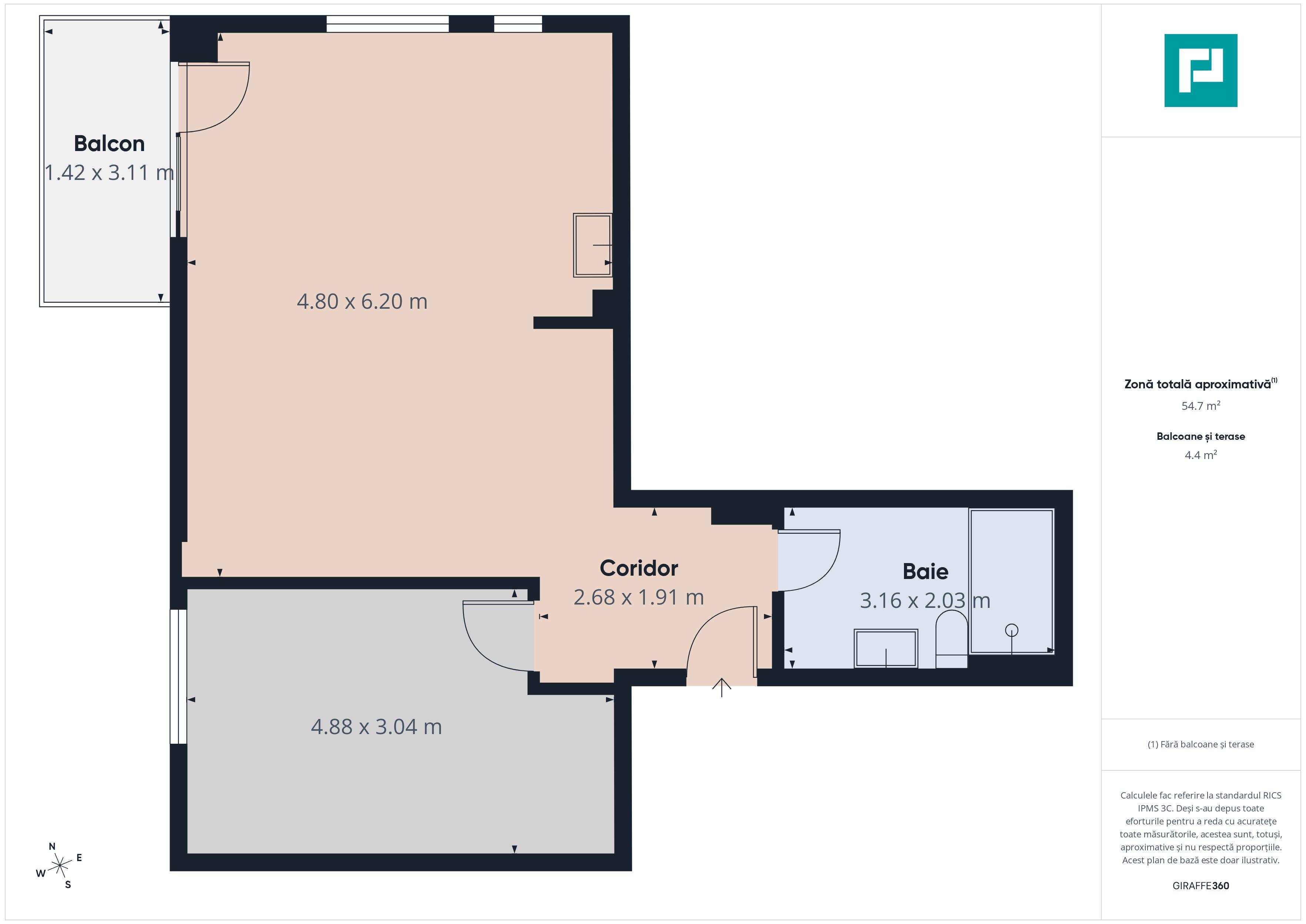 Apartament 2 camere, 55 mp, Tipografilor - 6