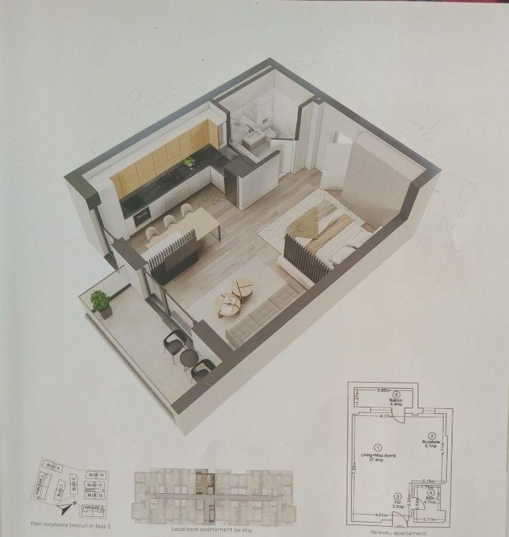 Pipera studio modern 45 mp mobilat și utilat Complex Ivory - 13
