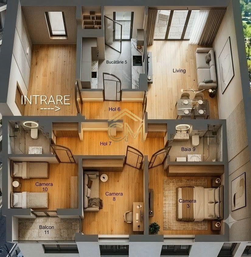 Apartament 4 Camere-2 Bai-2 Balcoane- Pivnita-80 MP - 1