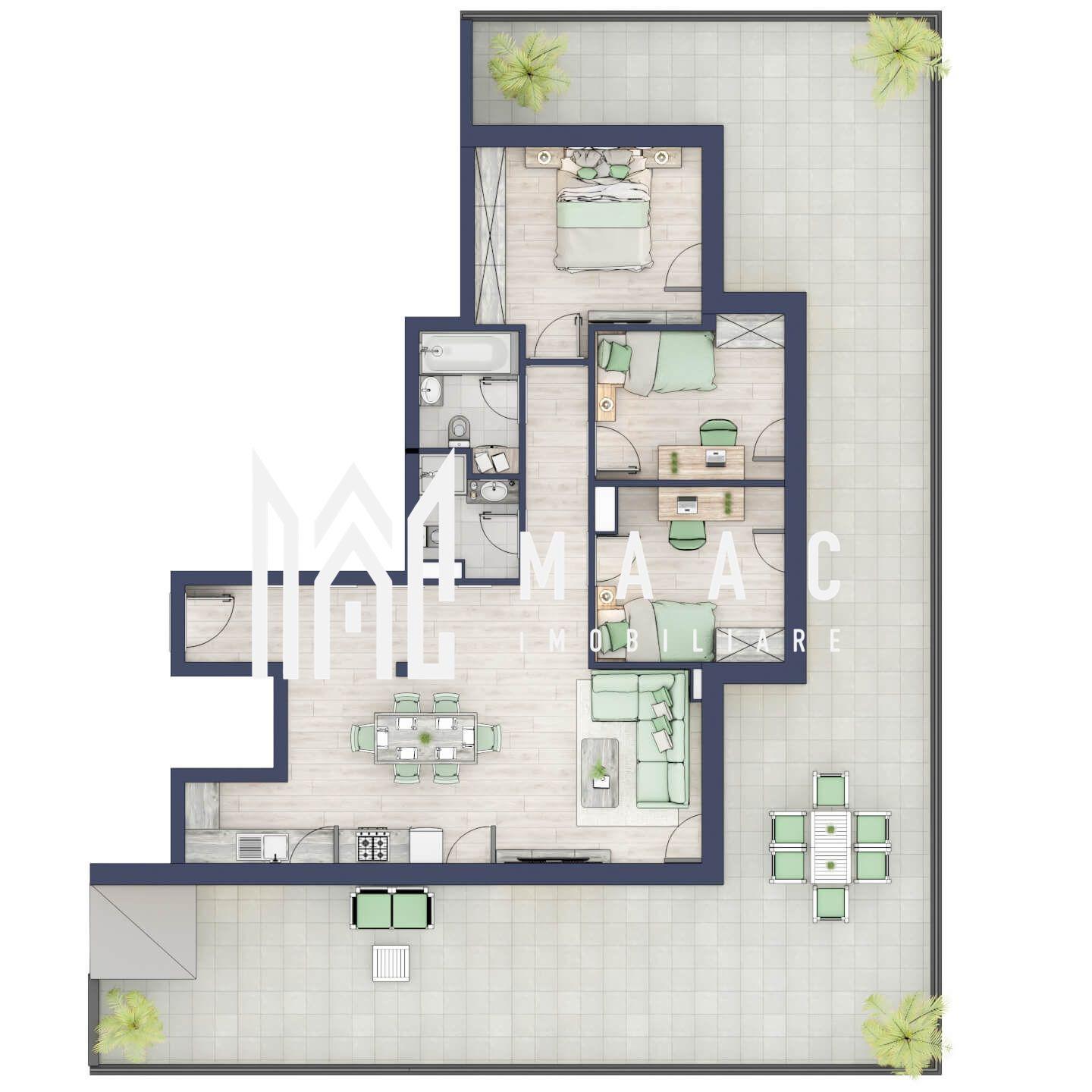 Penthouse 3 camere | Etaj 4 | Balcon 107.2 mp | Turnisor - 1