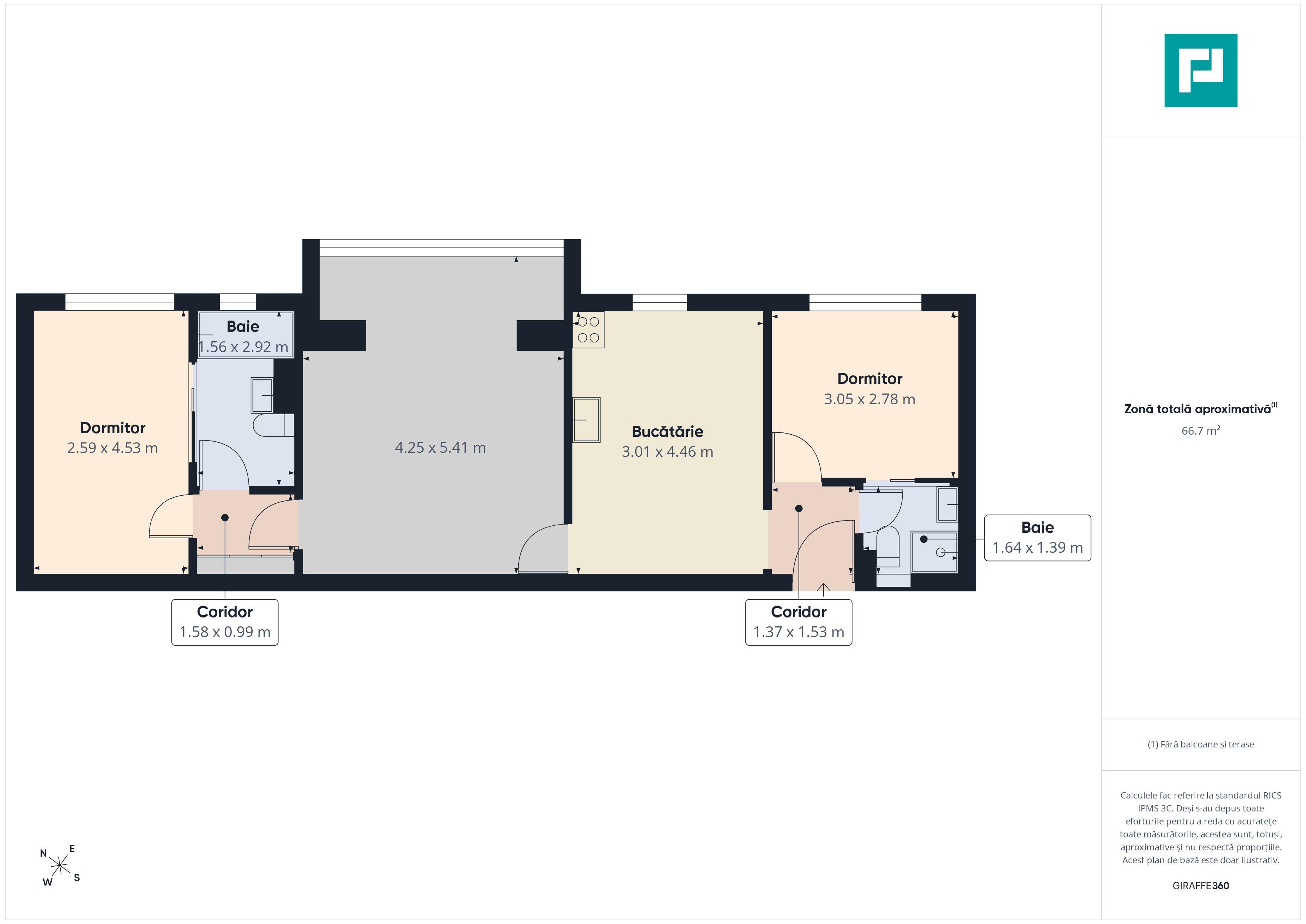 Apartament 3 camere, 2băi, complet mobilat Complex - 6