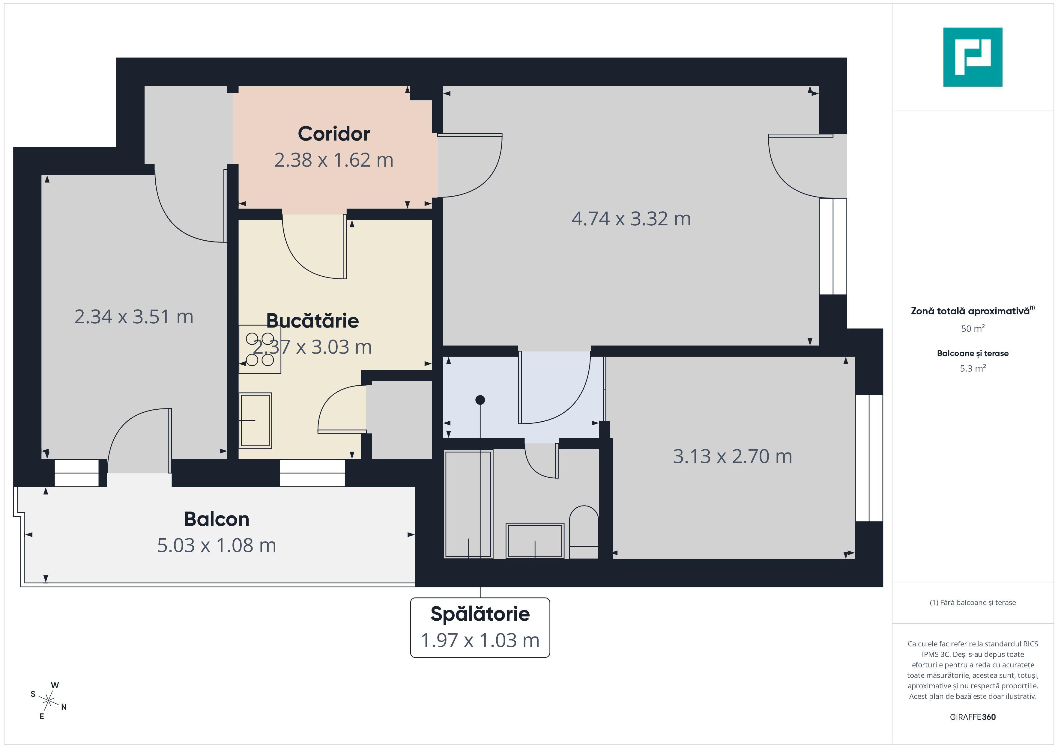 Apartament cu 3 camere, etajul 3, Calea Romanilor - 6