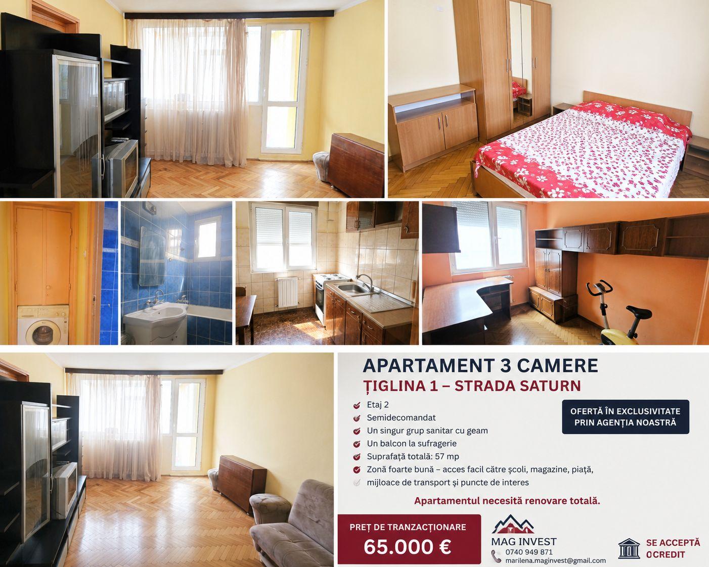 Apartament 3 camere de vanzare - Tiglina 1 - Strada Saturn - Etaj 2 - 1