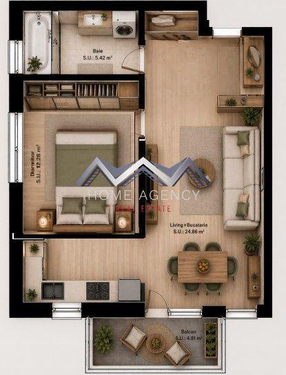 Apartament 2 camere Otopeni - bucătărie retrasă, parcare | preț final - 5