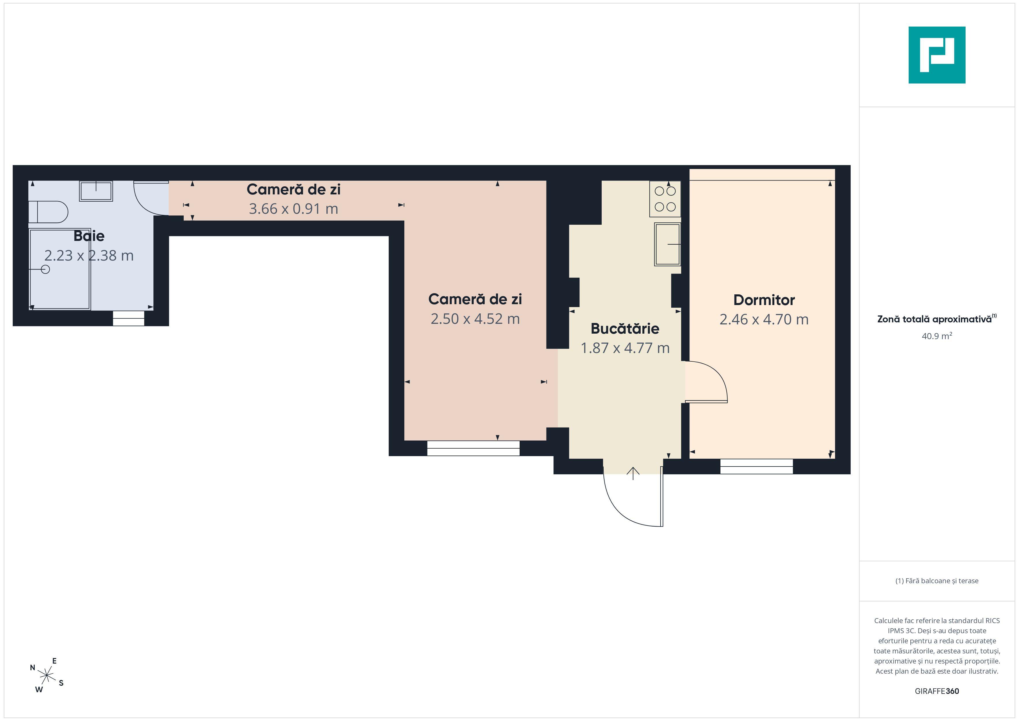 Apartament 2 camere utilat modern, Zona Centrala - 10