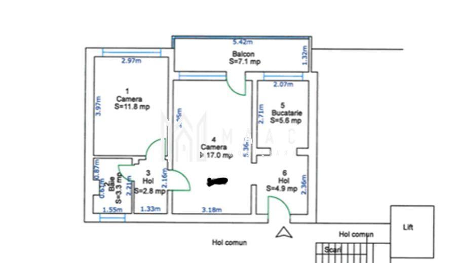 Apartament 2 camere de vânzare| Balcon | Sibiu Oștirii | Etaj Intermediar | Lift - 7