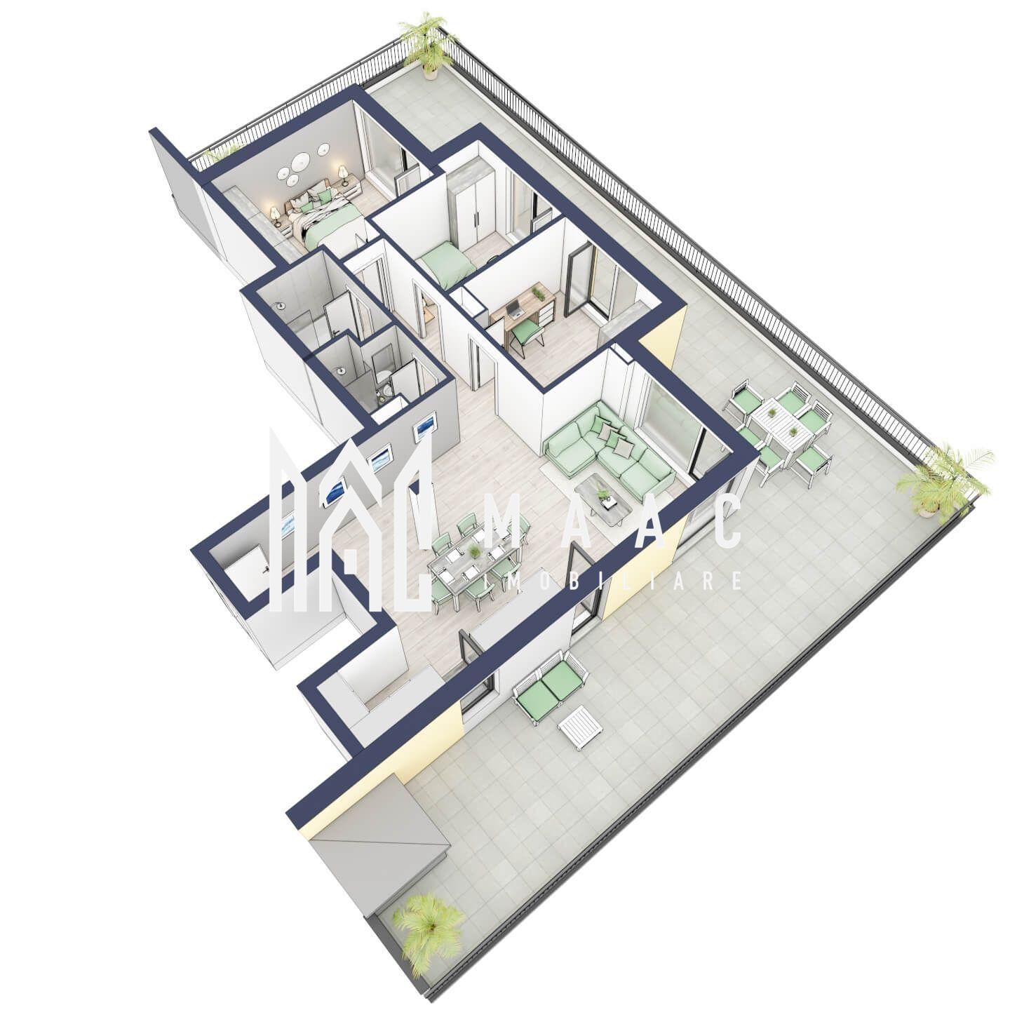 Penthouse 3 camere | Etaj 4 | Balcon 107.2 mp | Turnisor - 5