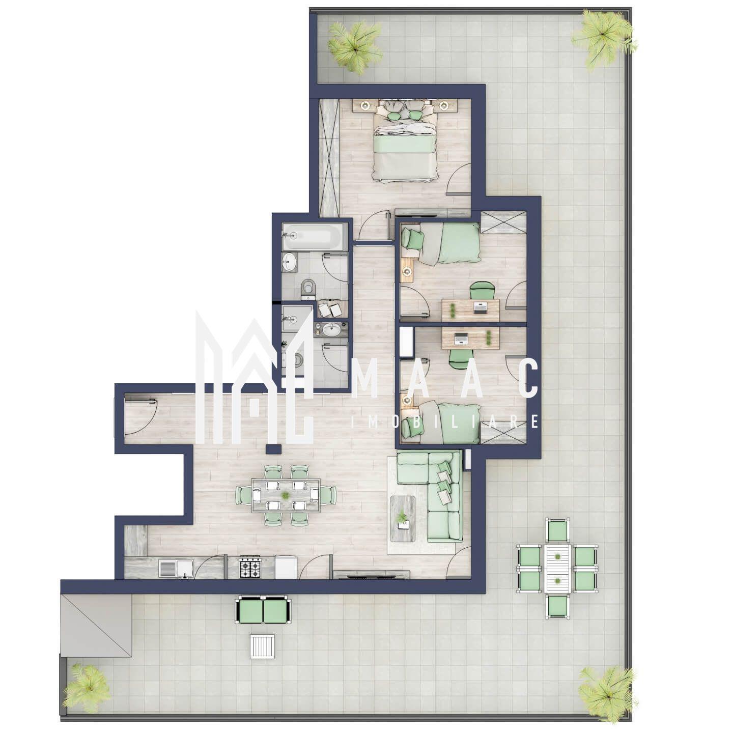 Penthouse 3 camere | Etaj 4 | Balcon 107.2 mp | Turnisor - 1