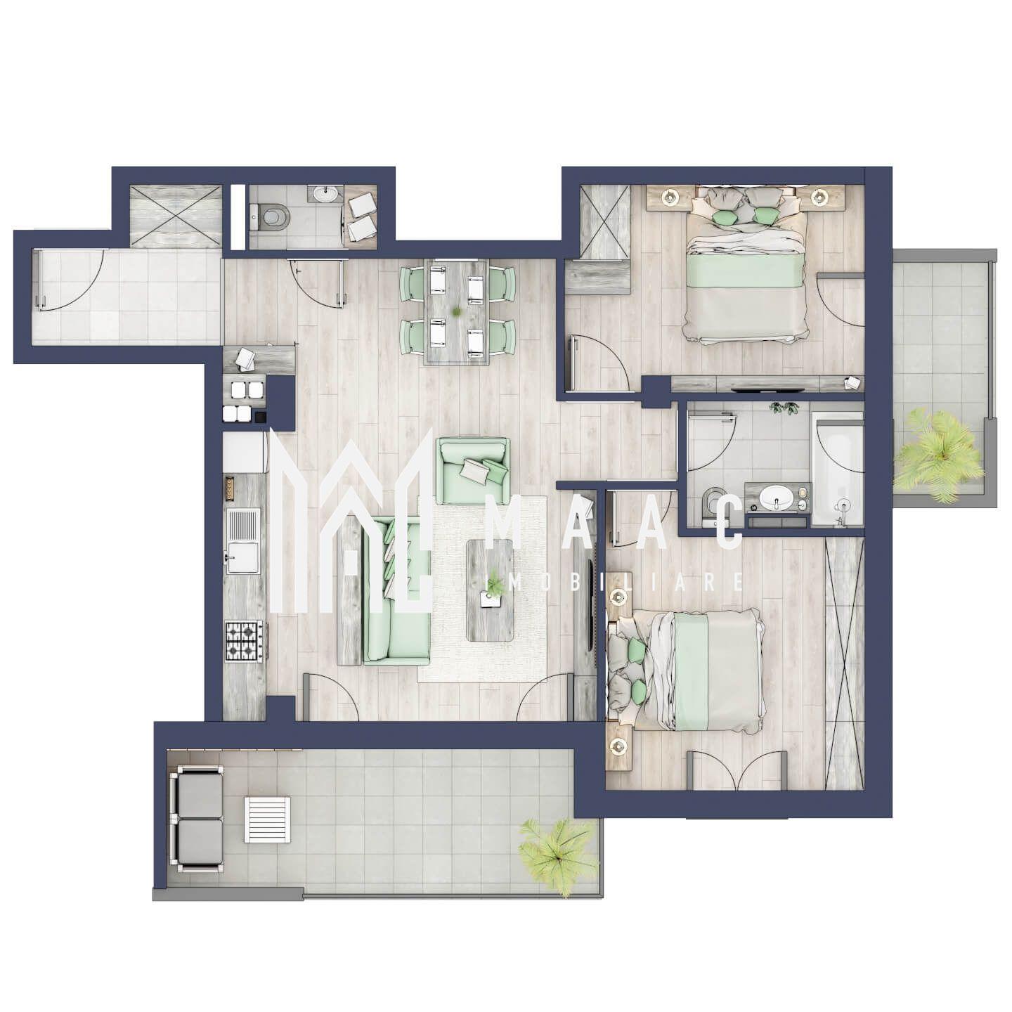 Apartament 3 camere | Balcoane 16.2 mp | Etaj 1 | Turnisor - 1