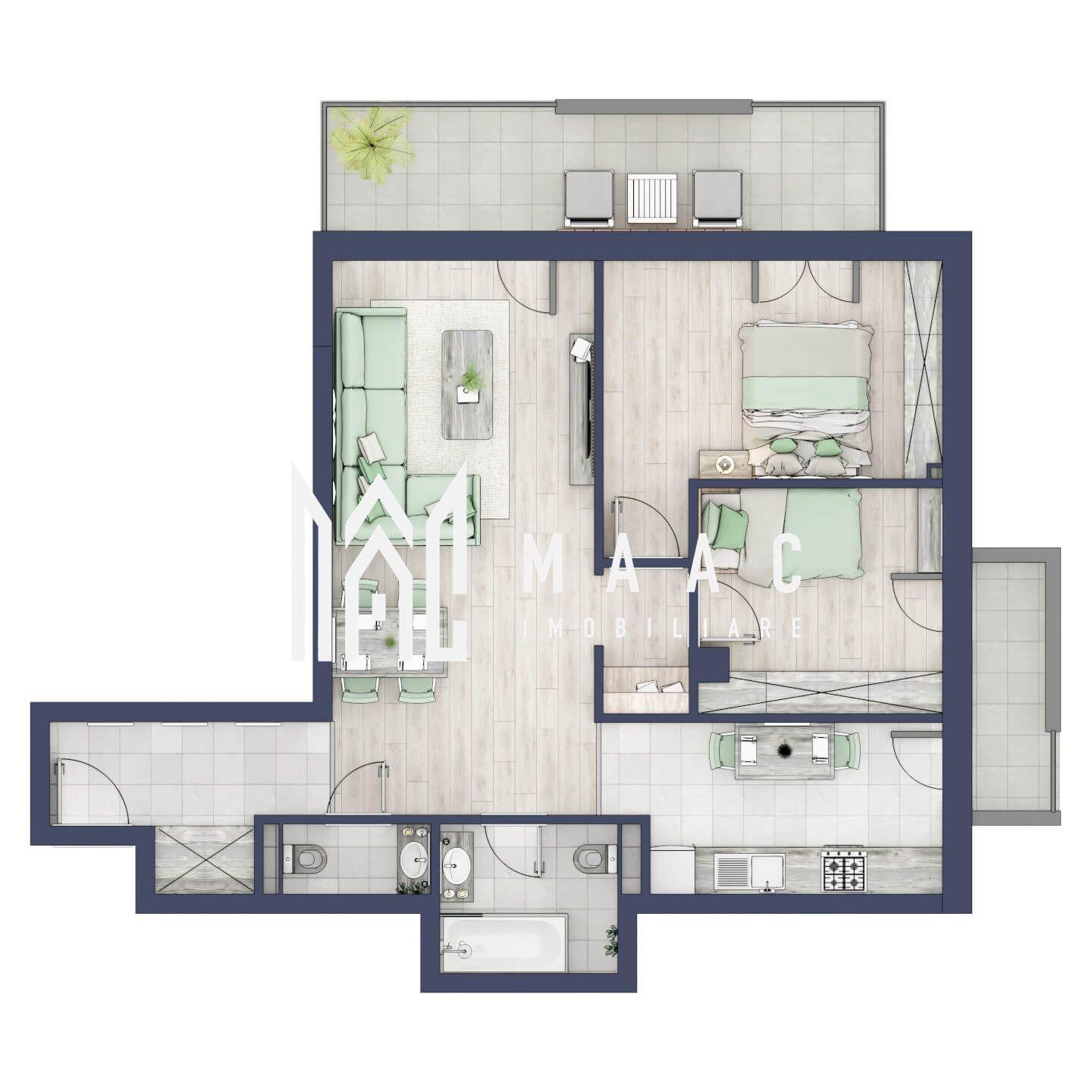 Apartament 3 camere | Balcoane/Terase 31.7 mp | Gradina ca. 61mp | Turnisor - 1