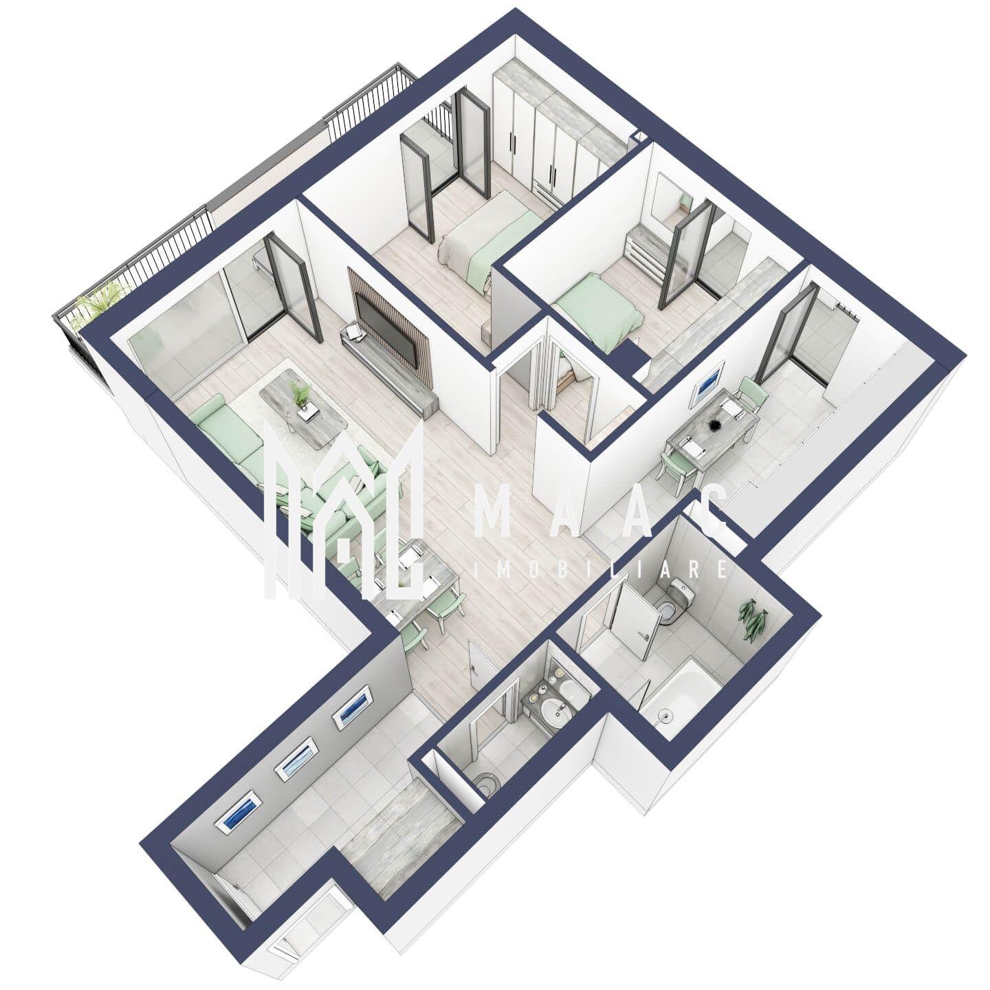 Apartament 3 camere | Balcoane/Terase 31.7 mp | Gradina ca. 61mp | Turnisor - 2