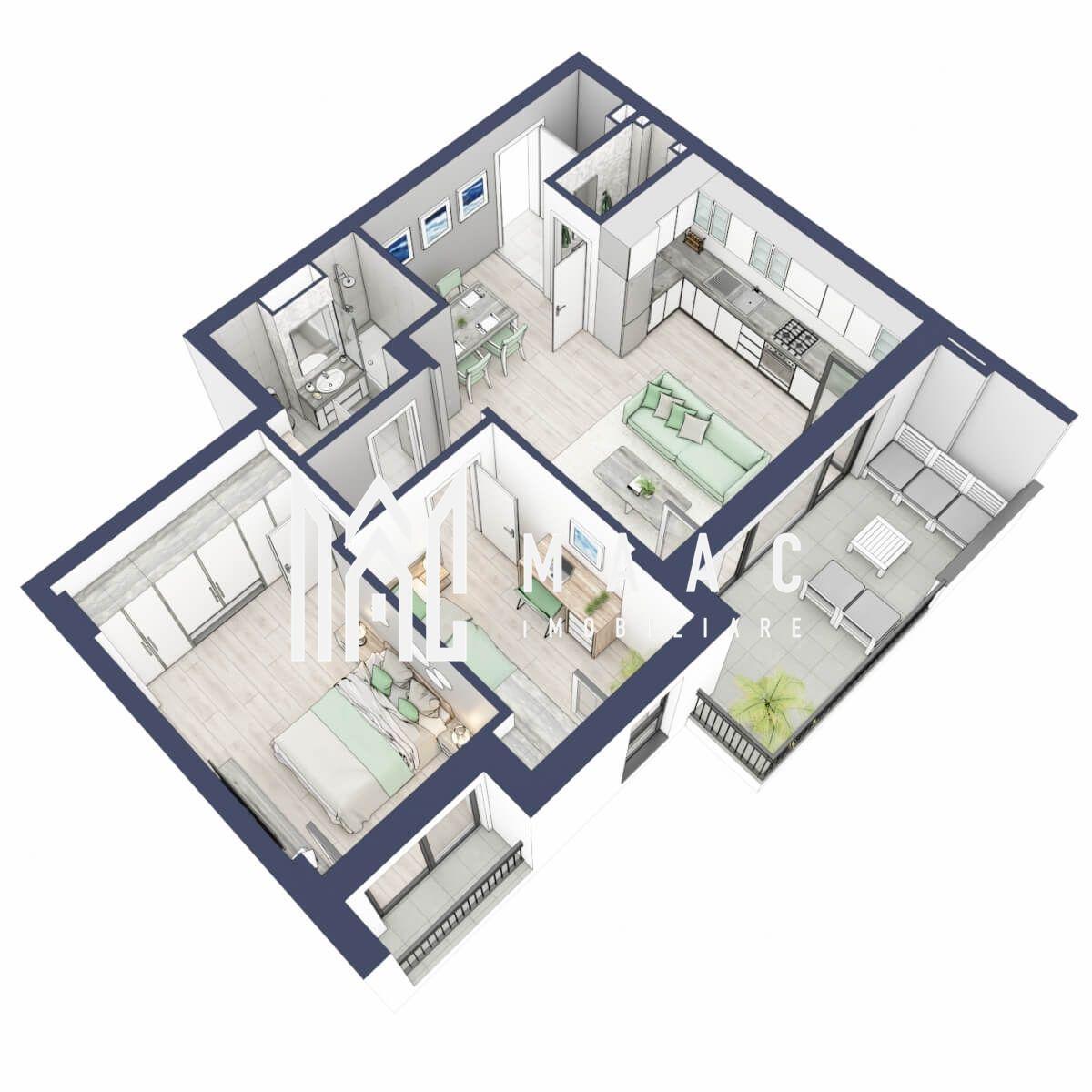 Apartament 3 camere | Balcon 10.6 mp | Etaj 1 | Turnisor - 2