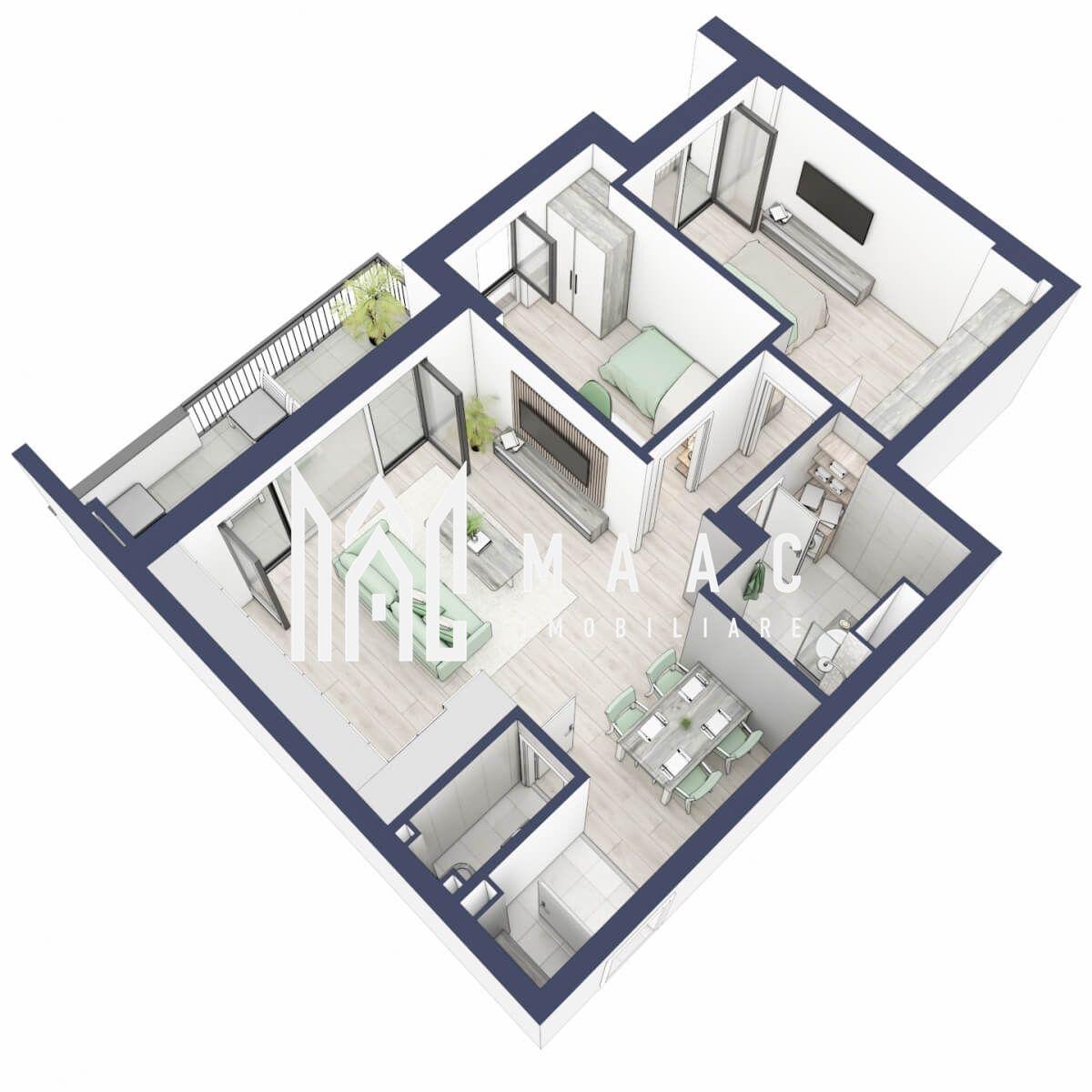 Apartament 3 camere | Balcoane 10.6 mp| Gradina ca. 84mp | Turnisor - 5