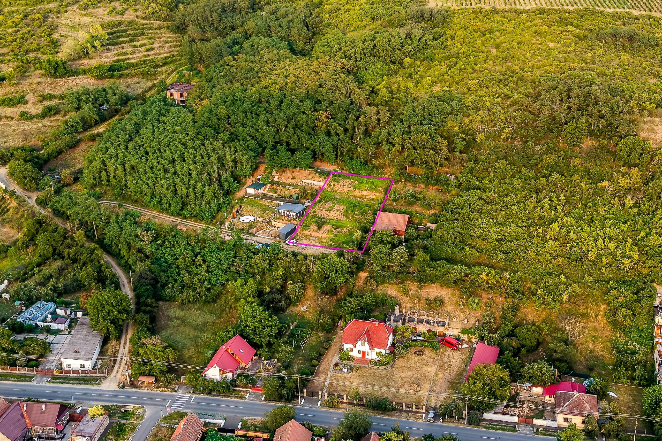 Teren pe deal, 1.150 mp, în Miniș, front 26 m, Drumul Vinului - 5
