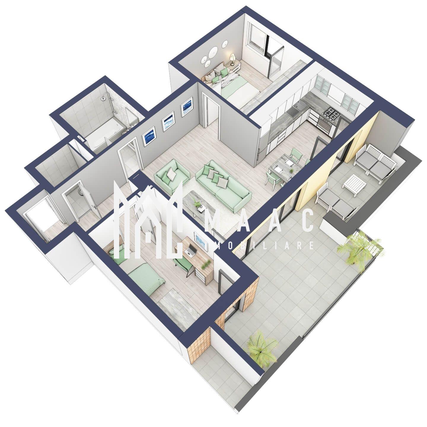 Apartament 3 camere | Balcon 22.2 mp | Etaj 3 | Turnisor - 2