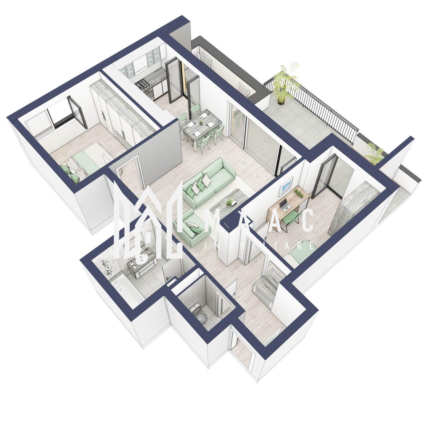 Apartament 3 camere | Balcon 22.2 mp | Etaj 3 | Turnisor - 5