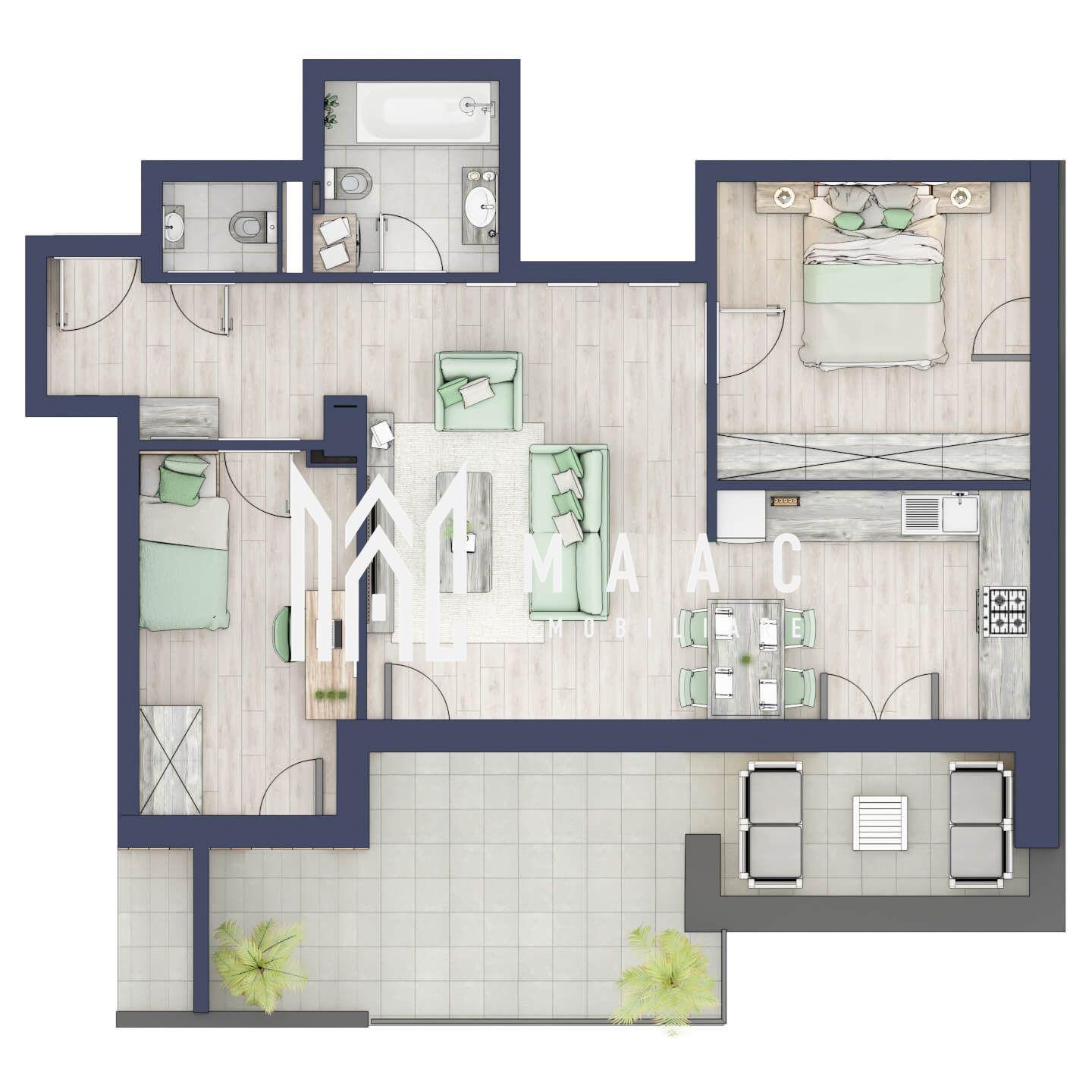 Apartament 3 camere | Balcon 22.2 mp | Etaj 3 | Turnisor - 1