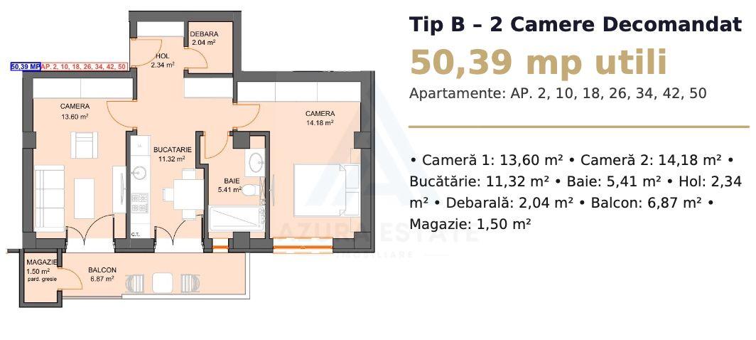 Apartament 50.39 mp utili balcon 8.4mp debara si parcare pe Dna Stanca - 9