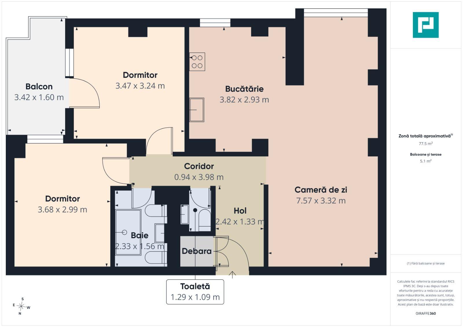 Apartament 3 camere | Etaj 2 | Zona Soarelui - 11