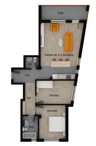 Apartament 3 camere, 2 bai, 71 mp, etaj intermediar, balcon, garaj. - 2