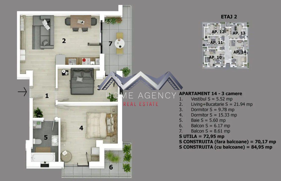 Apartament 3 camere Otopeni de închiriat - zona Parc Unirii - 10