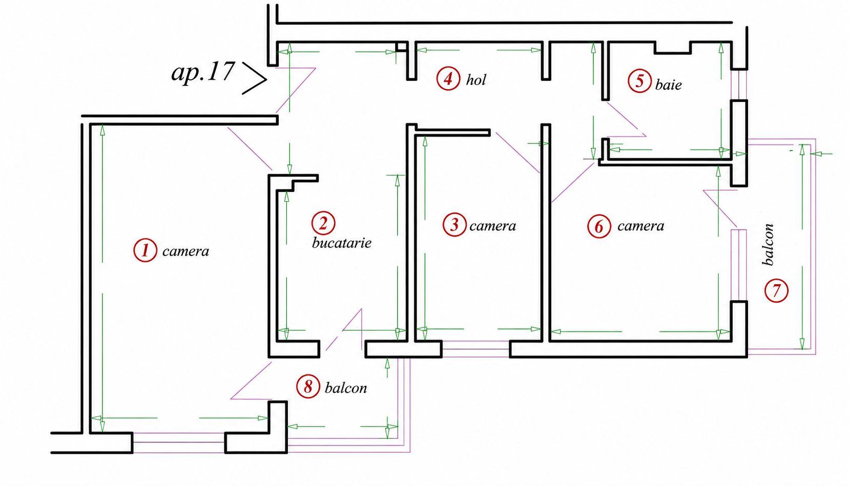 Apartament decomandat 3 camere și 2 balcoane, Calea Martirilor–Mures - 4