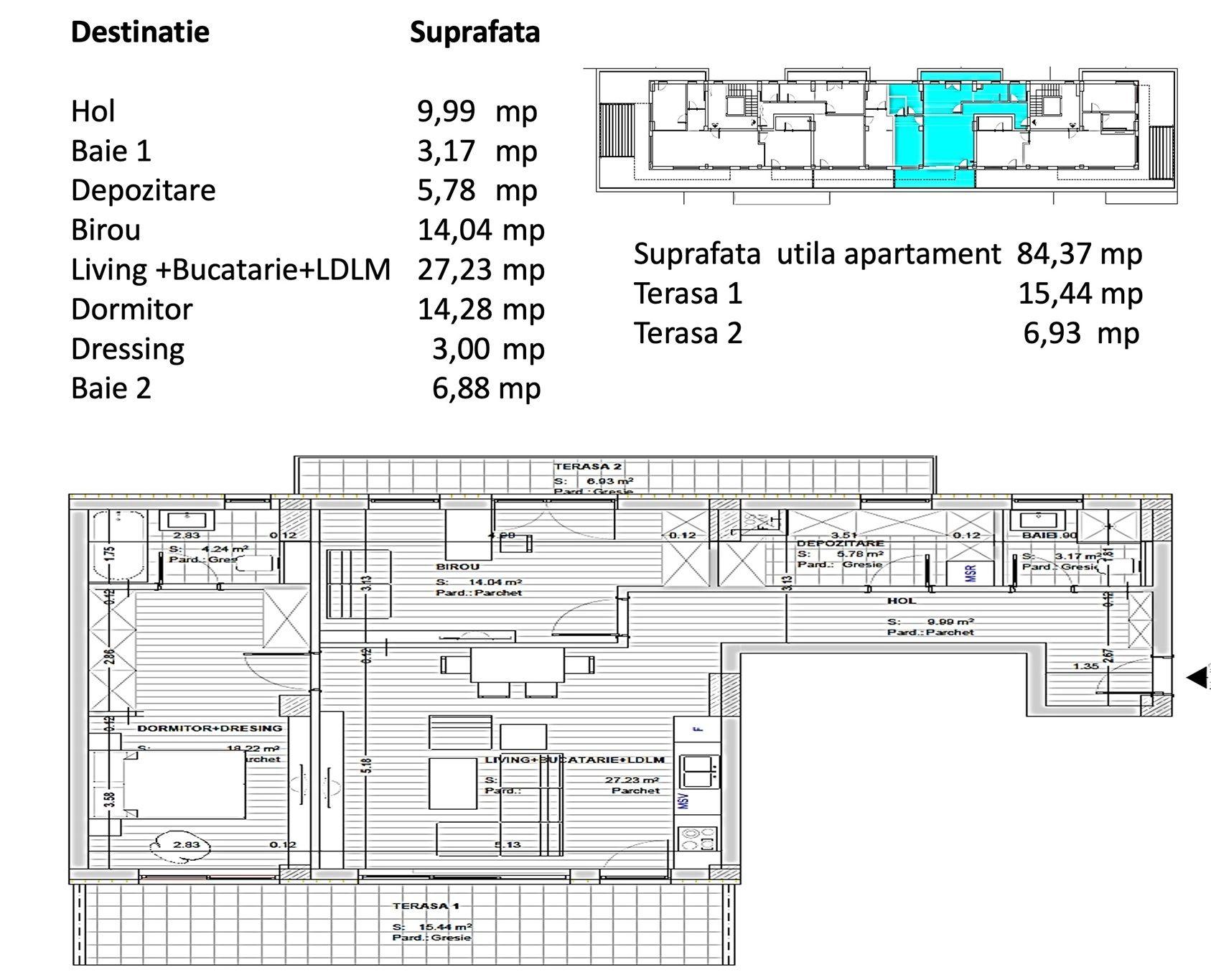 Apartament 3 camere 82 mp + 2 terase de 24 mp zona rezidentiala aerisita - 19