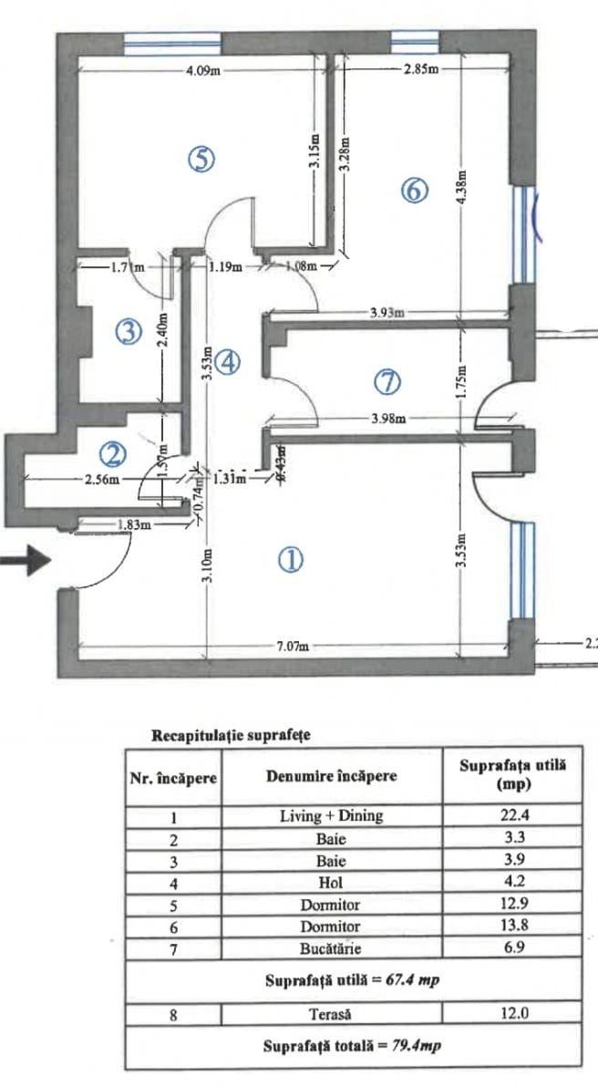 Apartament 3 Camere bucatarie inchisa si Terasă 12 MP cu Vedere Liberă - 23