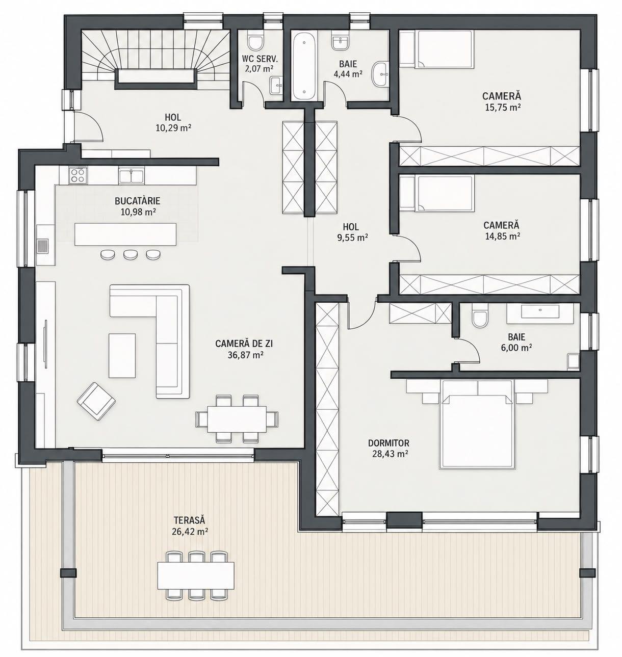 Duplex 4 camere, 170 mp, S+P+ET, rooftop 100 mp, 4 garaje - 27