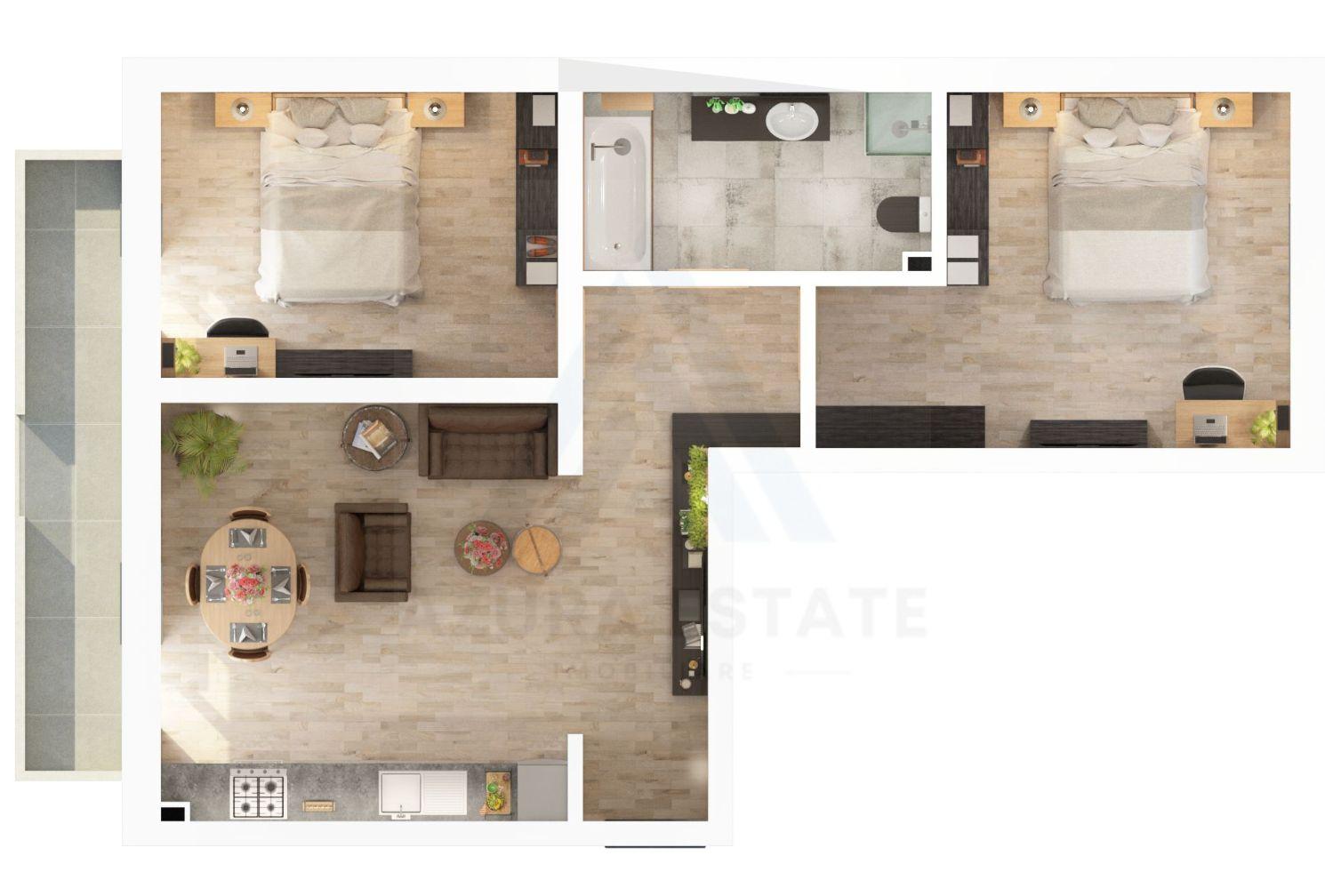 Apartament premium 61.2 mp utili 3 camere balcon 7.8 mp pe Dna Stanca - 9