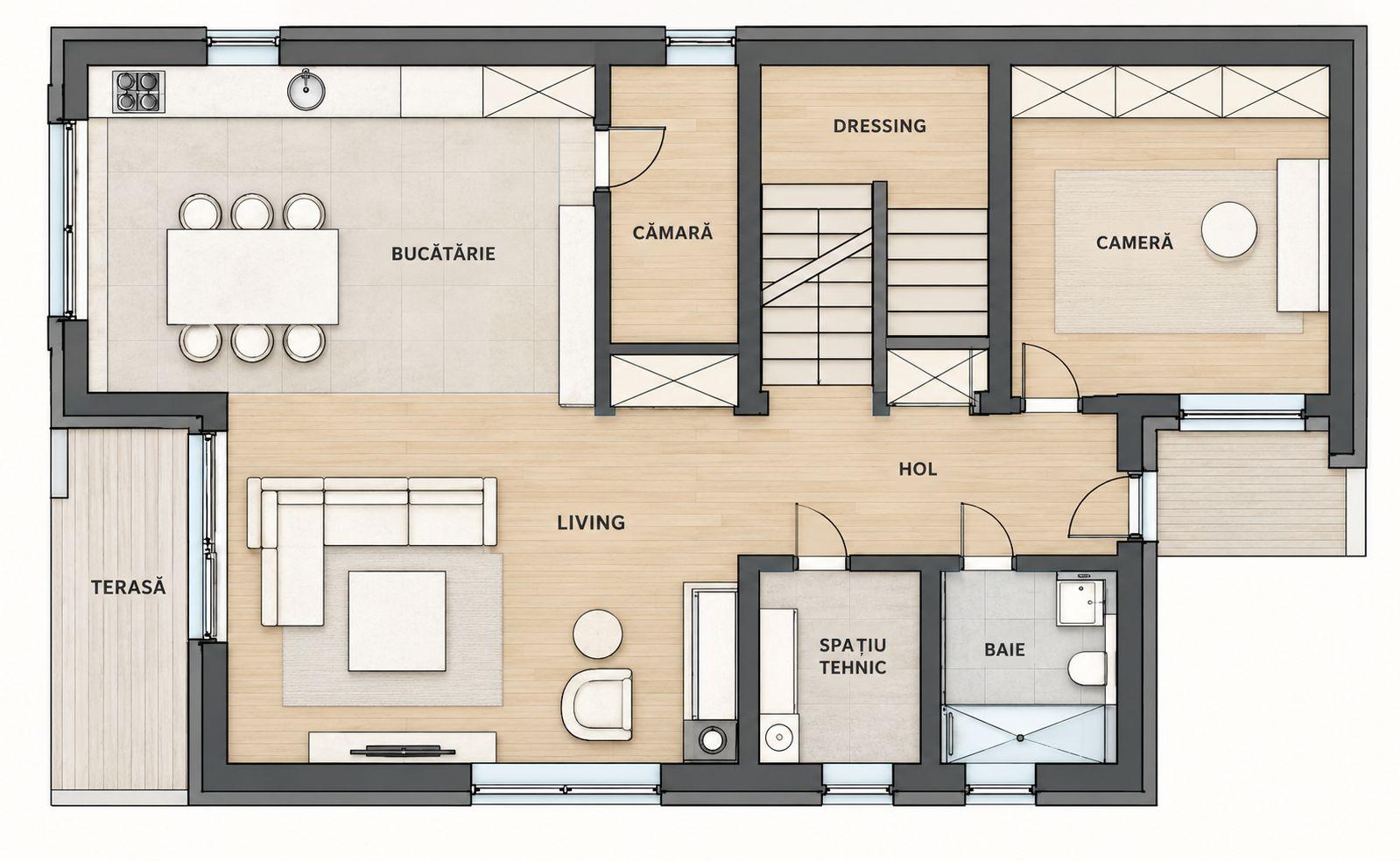 Casa individuala NZEB, 5 camere, 3 bai, finisata, P+ET+POD, Someseni - 5