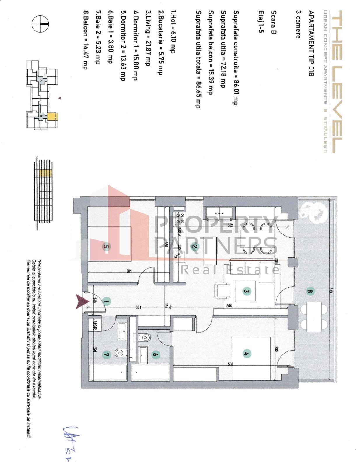 Apartament nou finalizat, 3 camere, Level Apartments 3 - 12
