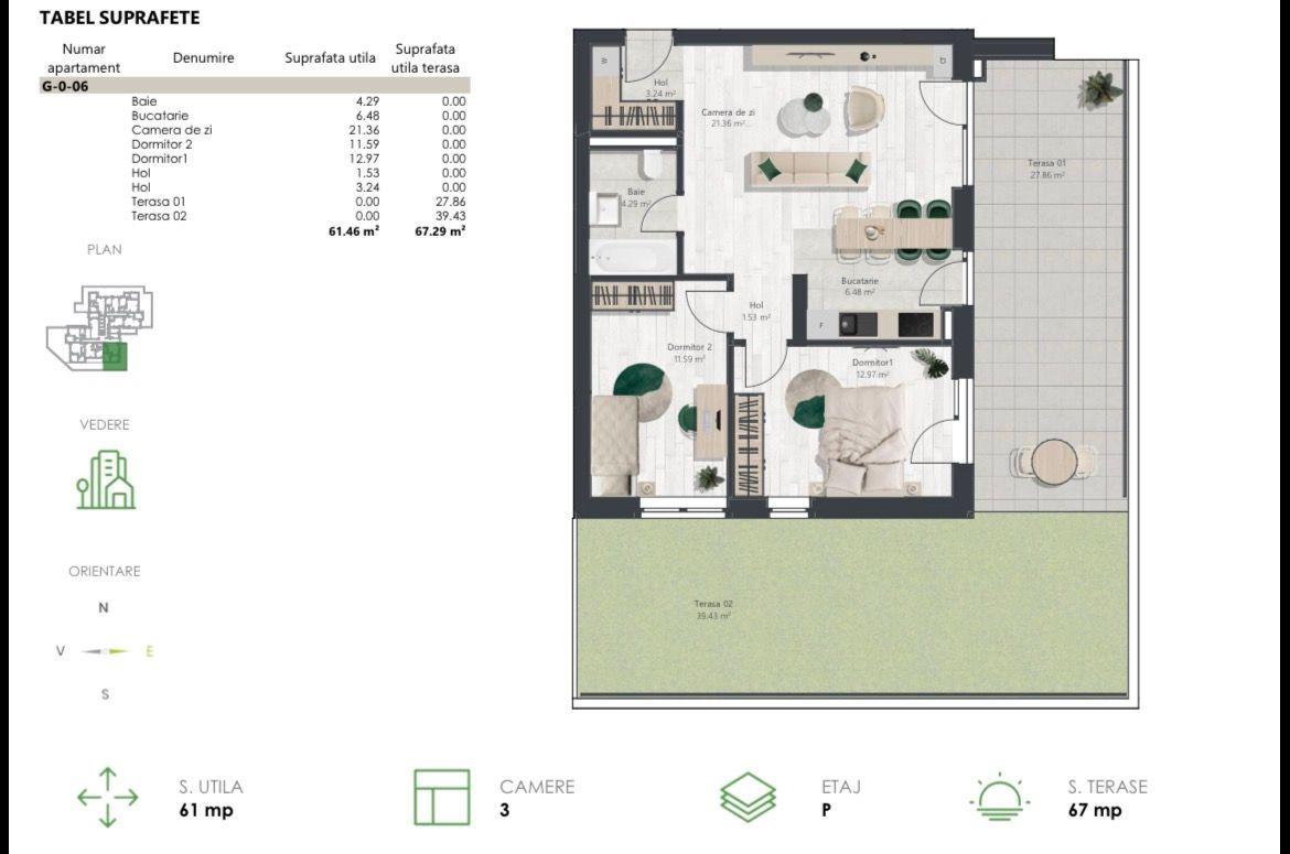 COM 0% Apartament nou cu 3 camere si gradina | Denya Forest - 11
