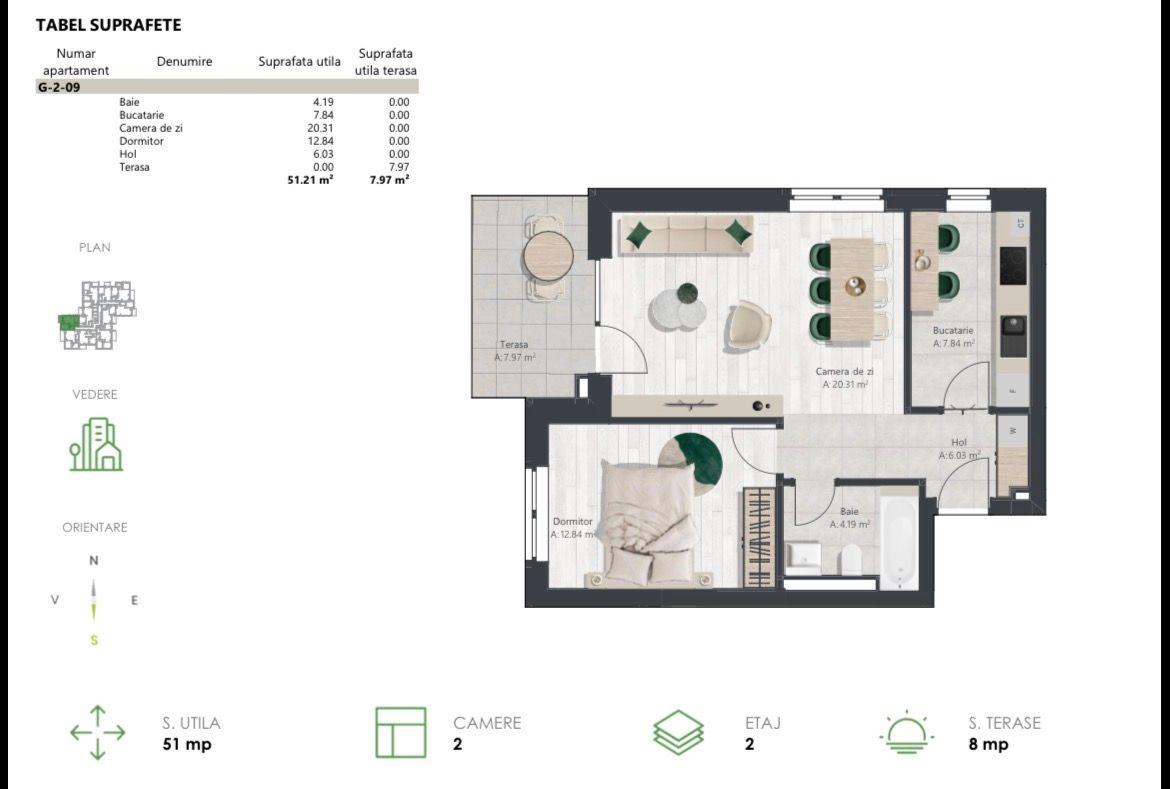 COM 0% Apartament nou cu 2 camere, bucatarie inchisa | Denya Forest - 11