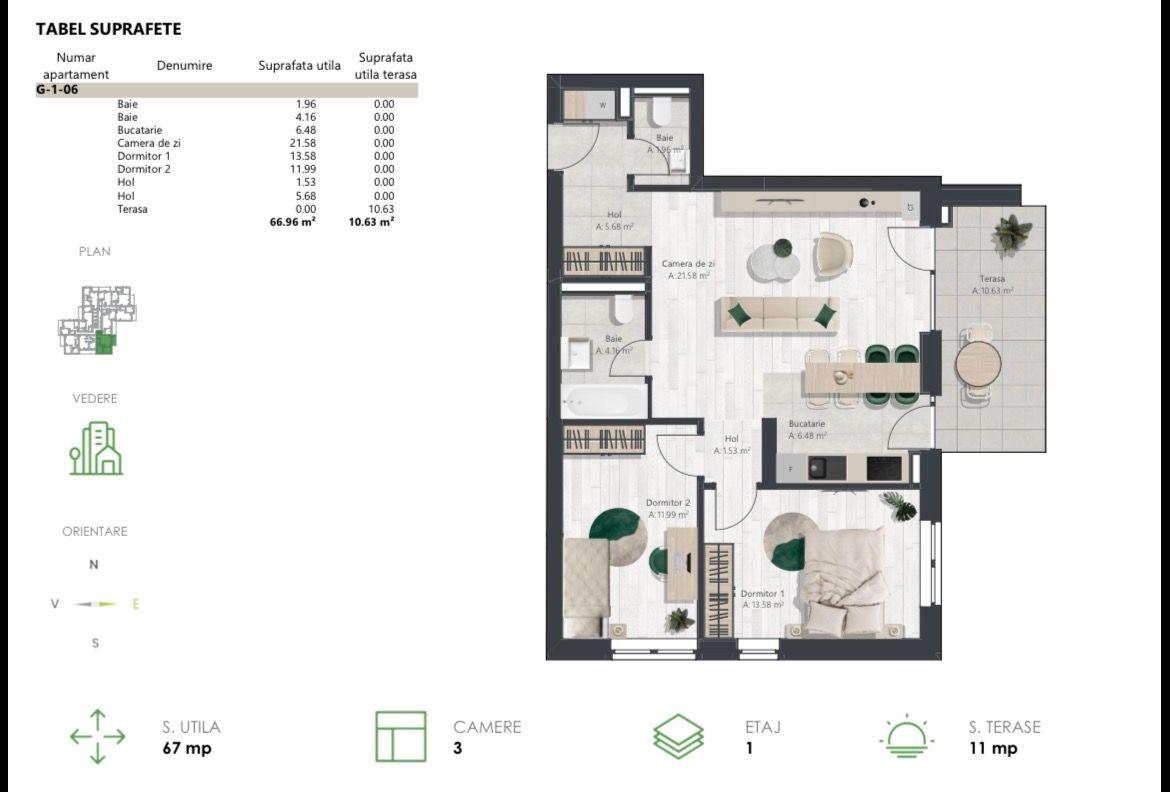 COM 0% Apartament superb cu 3 camere | Denya Forest - 11