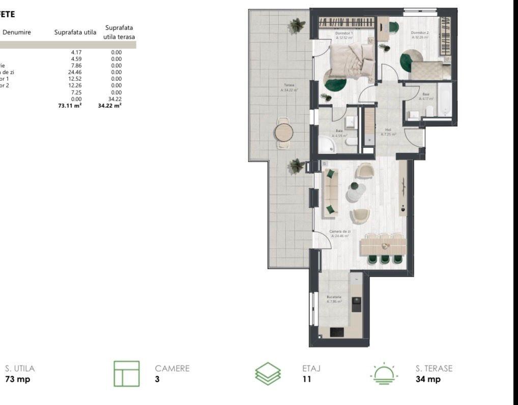 COM 0% Penthouse superb cu 3 camere | Denya Forest - 11