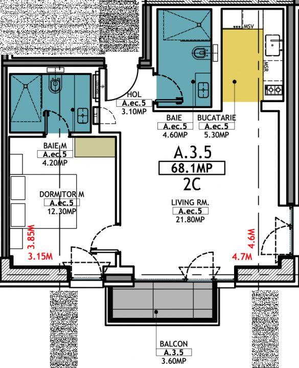 Stațiunea Mamaia - Vânzare apartament cu 2 camere, 2 bai si terasa. - 18