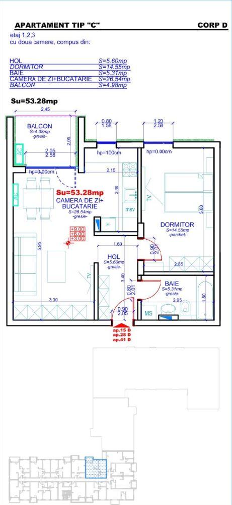 Apartament 41, Corp D – 2 camere | 53,28 mp | Etaj 3 | Jabri Nord Resi - 4