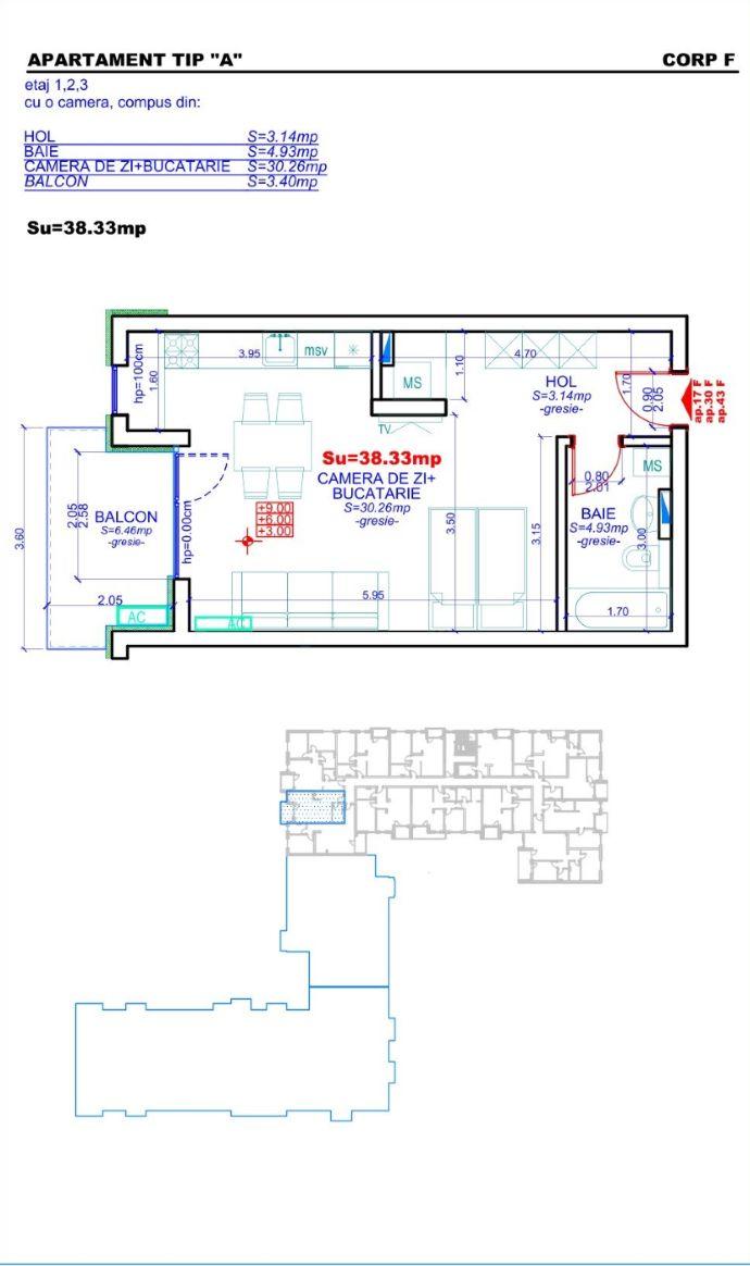 Apartament 43, Corp F – Studio | 38,51 mp | Etaj 3 | Jabri Nord Reside - 4