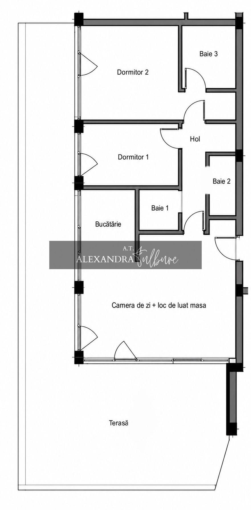 Apartament 3 camere, 3 bai, 84 mp+ terasa 71 mp, garaj - 16