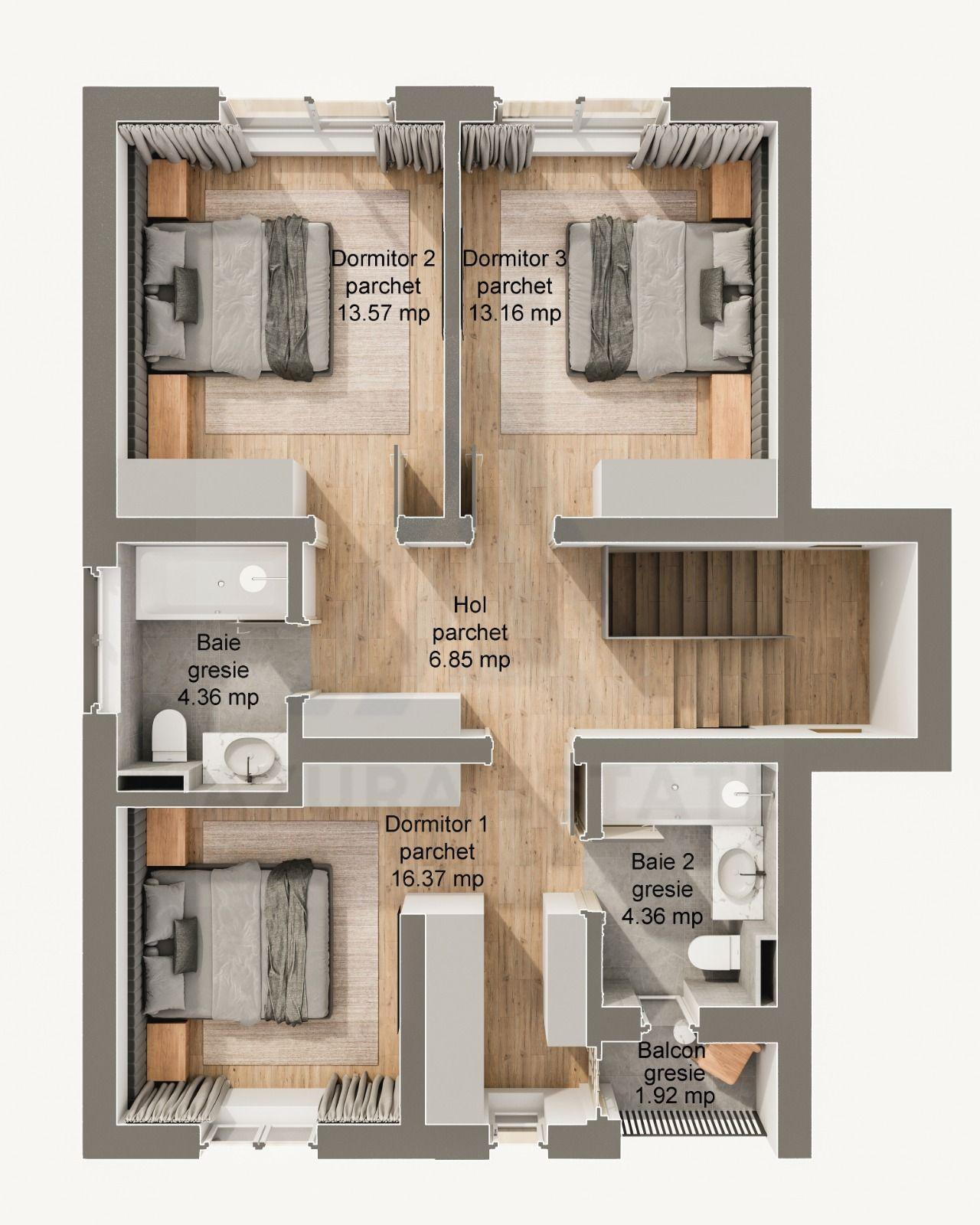 Casă tip duplex curte 350 mp 120 mp utili terasa 22 mp Sura Mare - 8