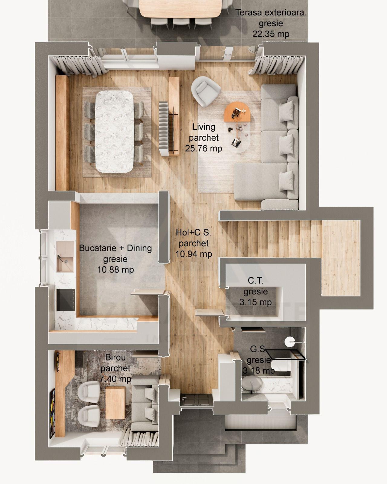 Casă tip duplex curte 350 mp 120 mp utili terasa 22 mp Sura Mare - 7