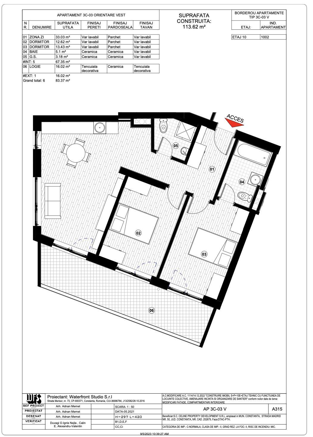 Tomis Plus - Celine Elegance - Vânzare apartament cu 3 camere, etaj 10. - 16