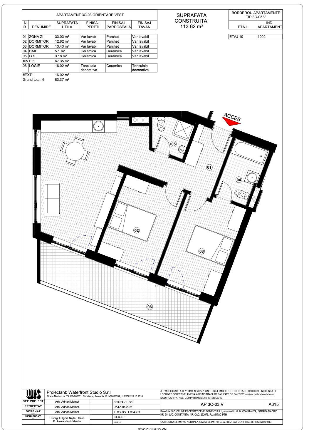 Tomis Plus - Celine Elegance - Vânzare apartament cu 3 camere, etaj 10. - 16