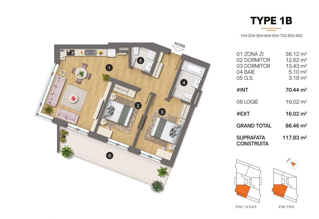 Tomis Plus - Celine Elegance - Vânzare apartament cu 3 camere, etaj 1. - 2