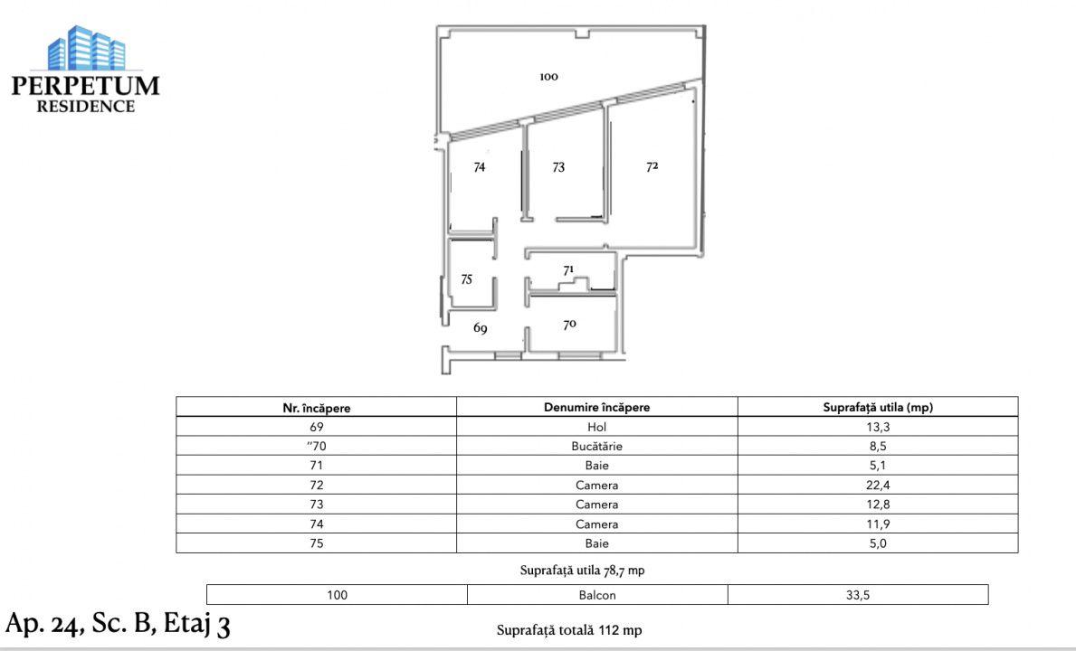 Tomis Nord - Vanzare apartament decomandat cu 3 camere, bloc nou. - 9