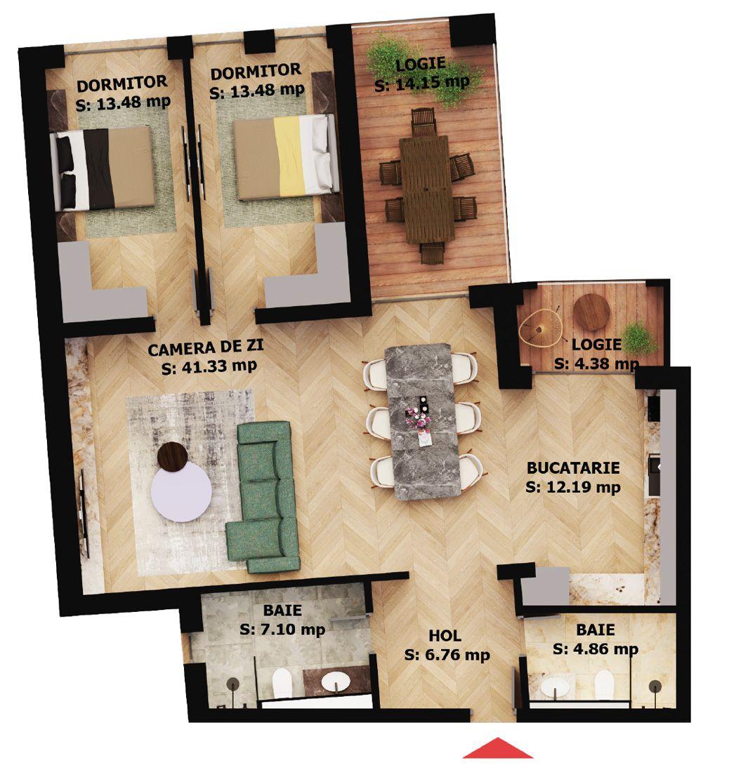 Apartament nou, 3 camere, 271 500 Euro. Comision 0. - 1