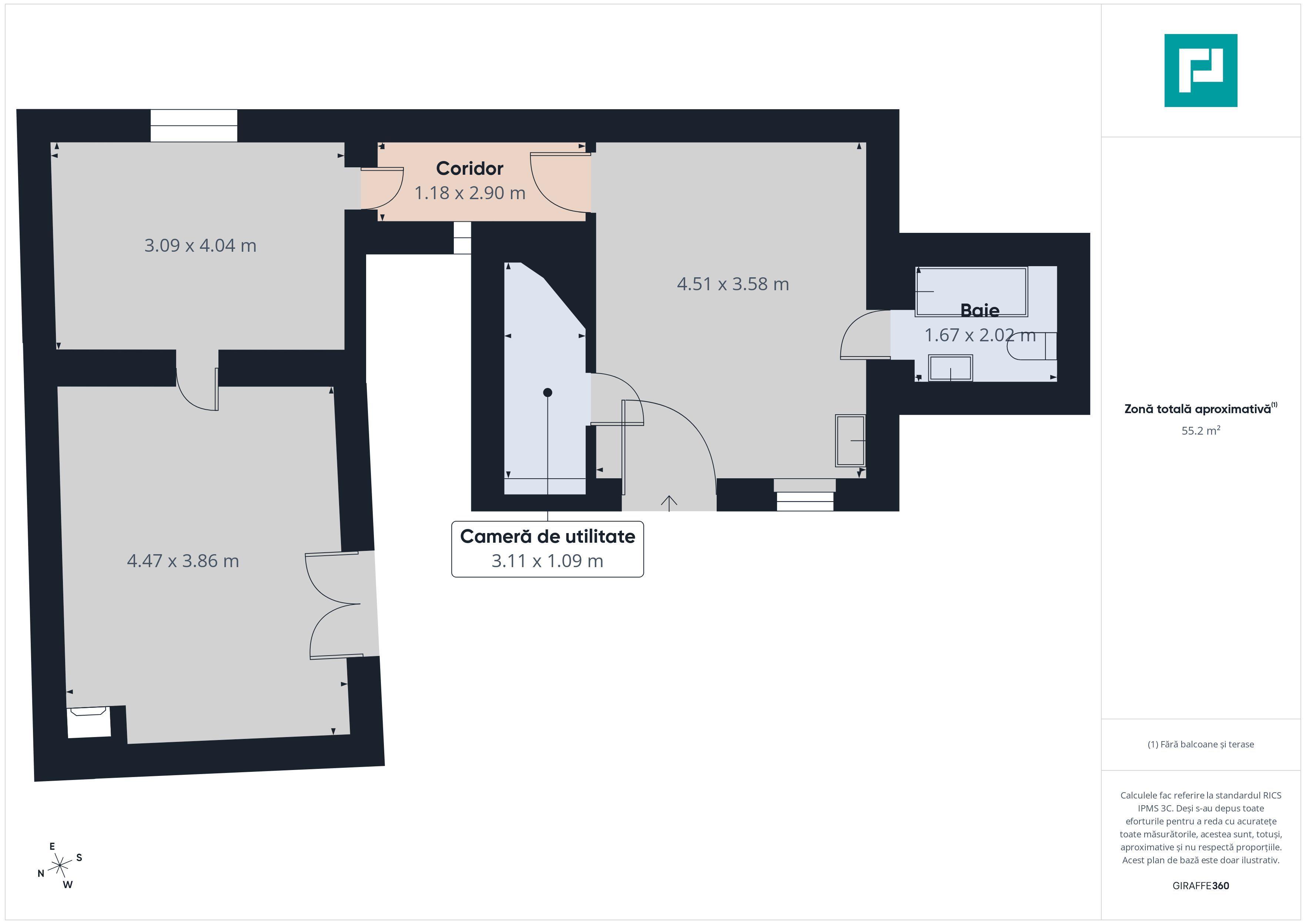 Apartament cu 2 camere – Zona Centrală - 9