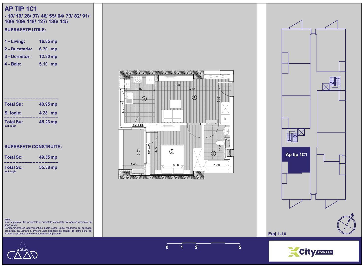Apartament cu 2 camere in X-city Towers Direct de la dezvoltator - 7